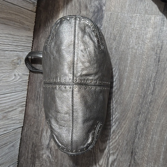 Michael Kors Altor Metallic Gray Leather Studded Top Handle Y2K Satchel - Picture 5 of 15